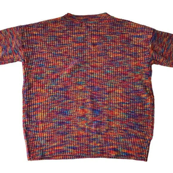 Bright rainbow multicolour space dye jumper round neck Temt NWOT S - Picture 4 of 9